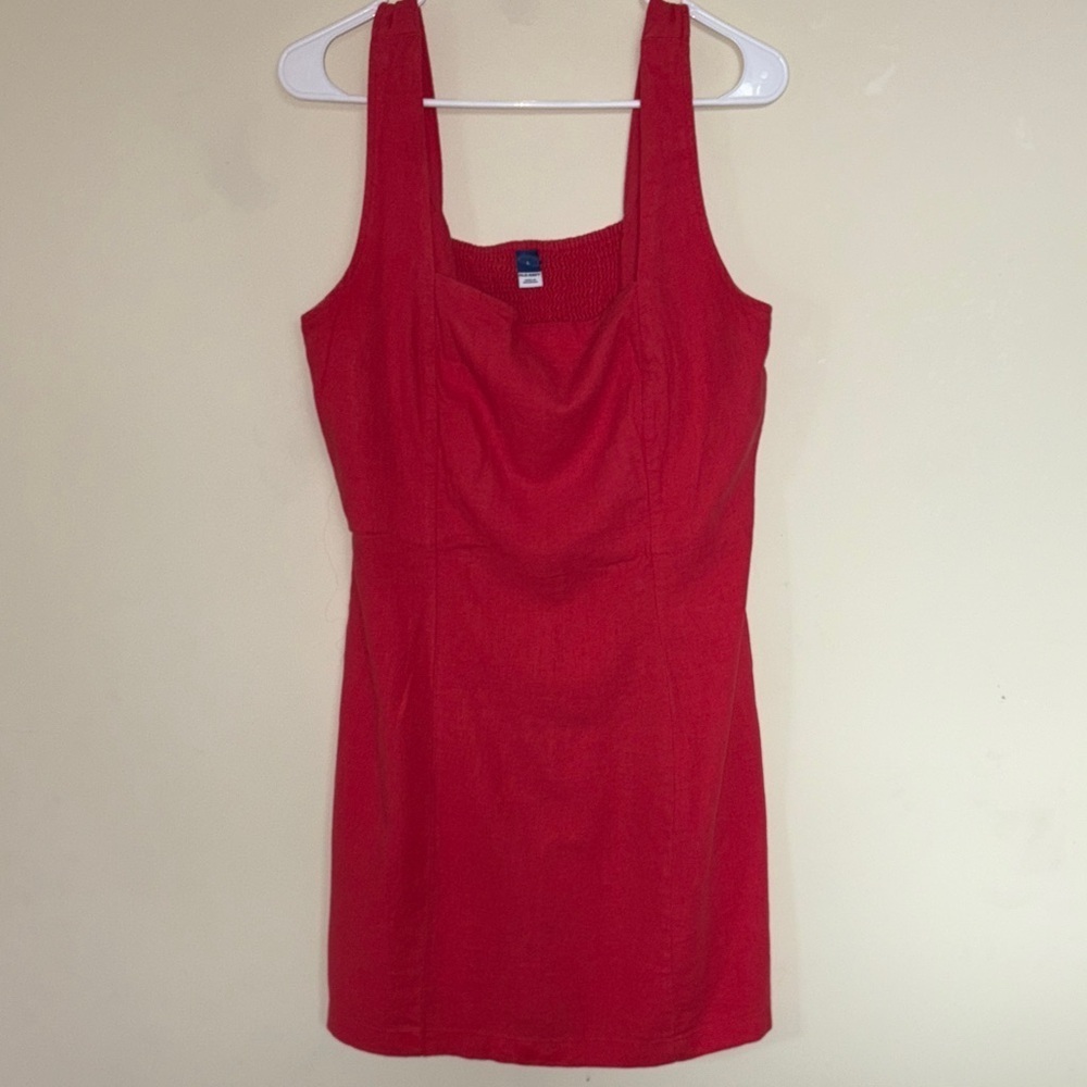 Old Navy Red Sleeveless Linen Dress
